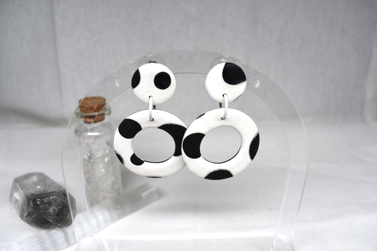 Black and White Donut Earrings