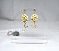 Cream Blossom & Gold Stem Drop Earrings