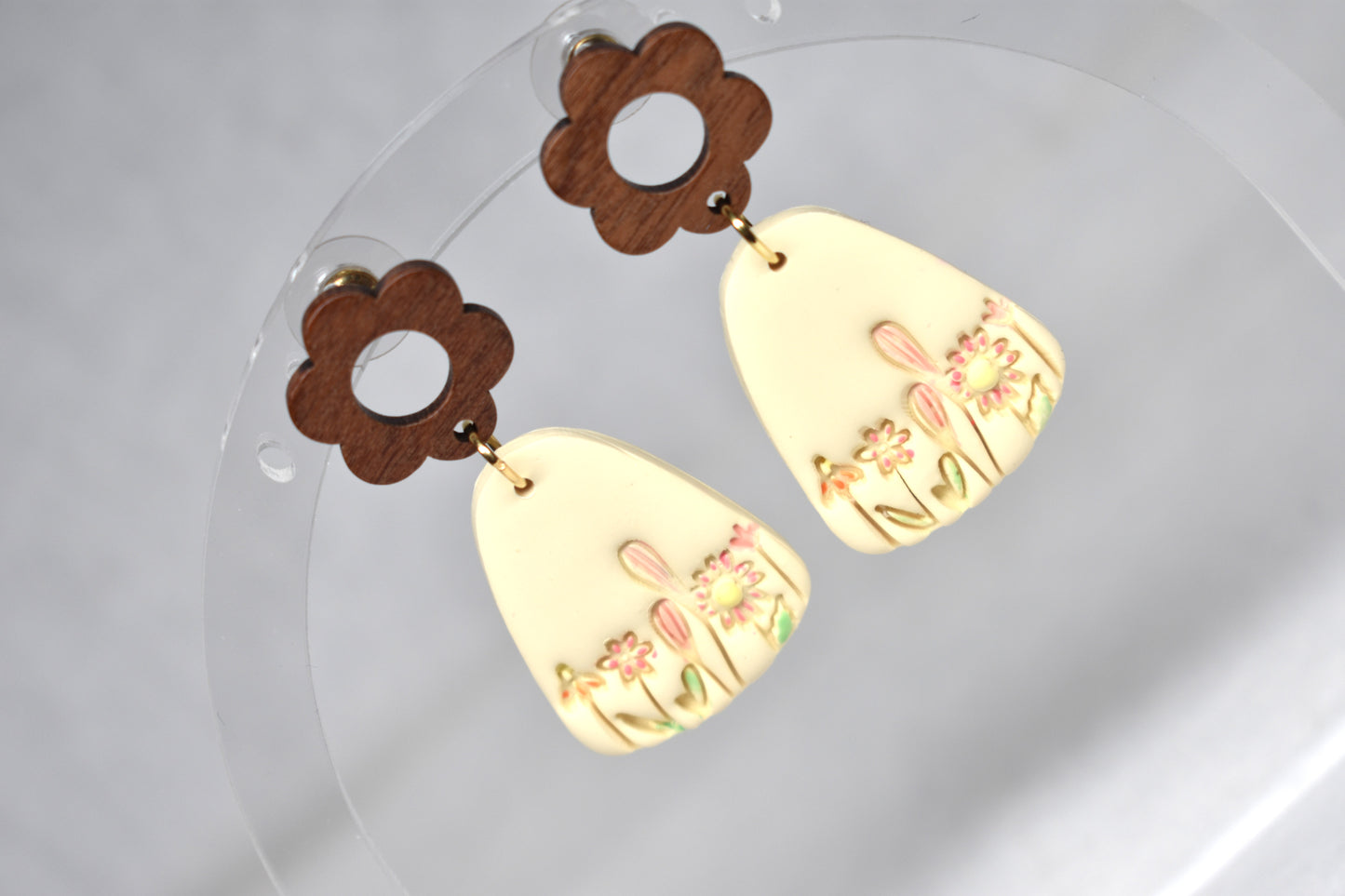 Wildflower Meadow Walnut & Clay Dangles