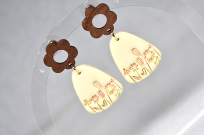 Wildflower Meadow Walnut & Clay Dangles