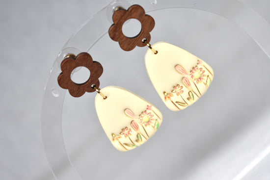 Wildflower Meadow Walnut & Clay Dangles