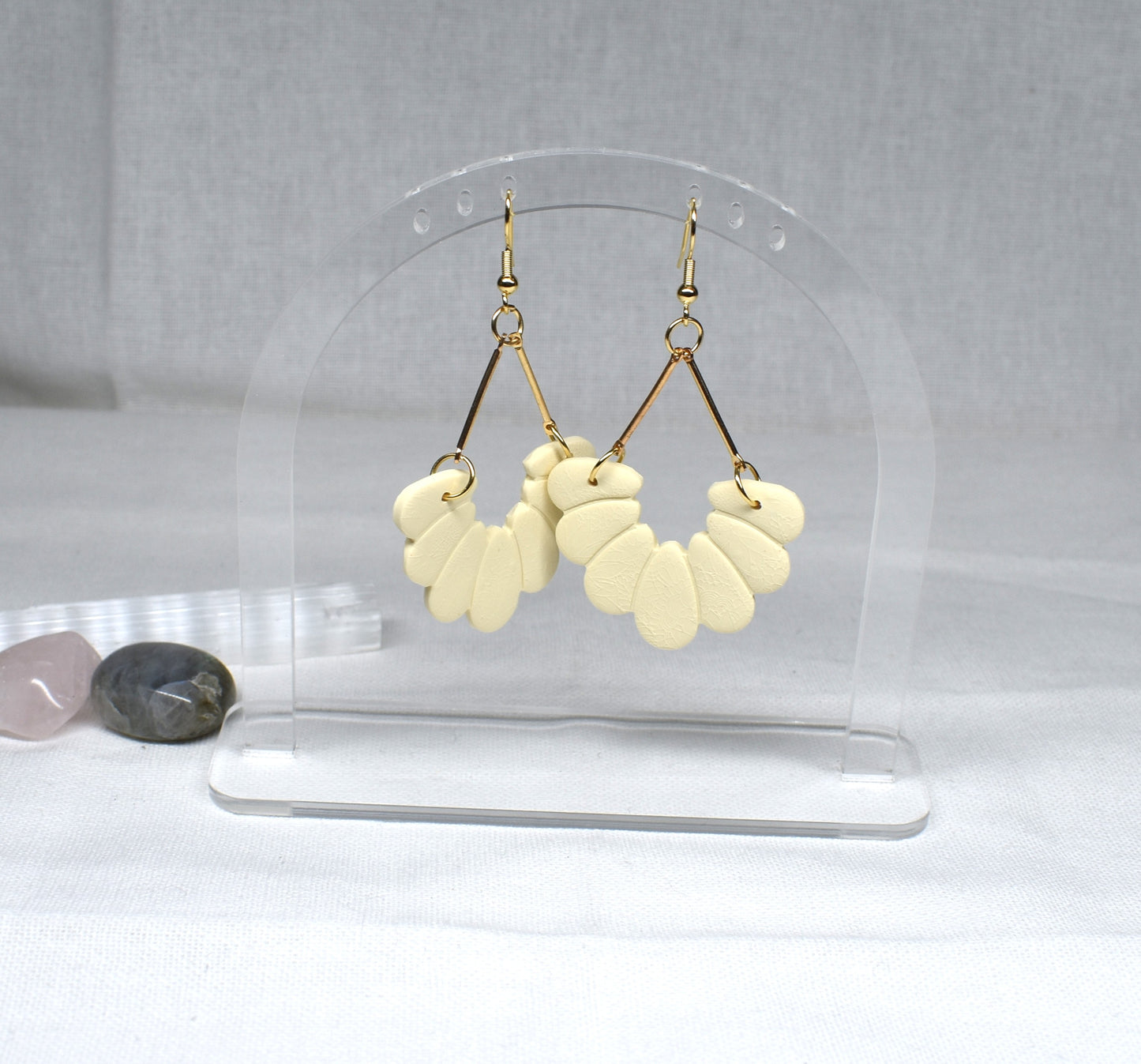 Cream Petal Chandelier Earrings