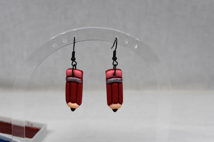 Chunky Red Pencil Earrings