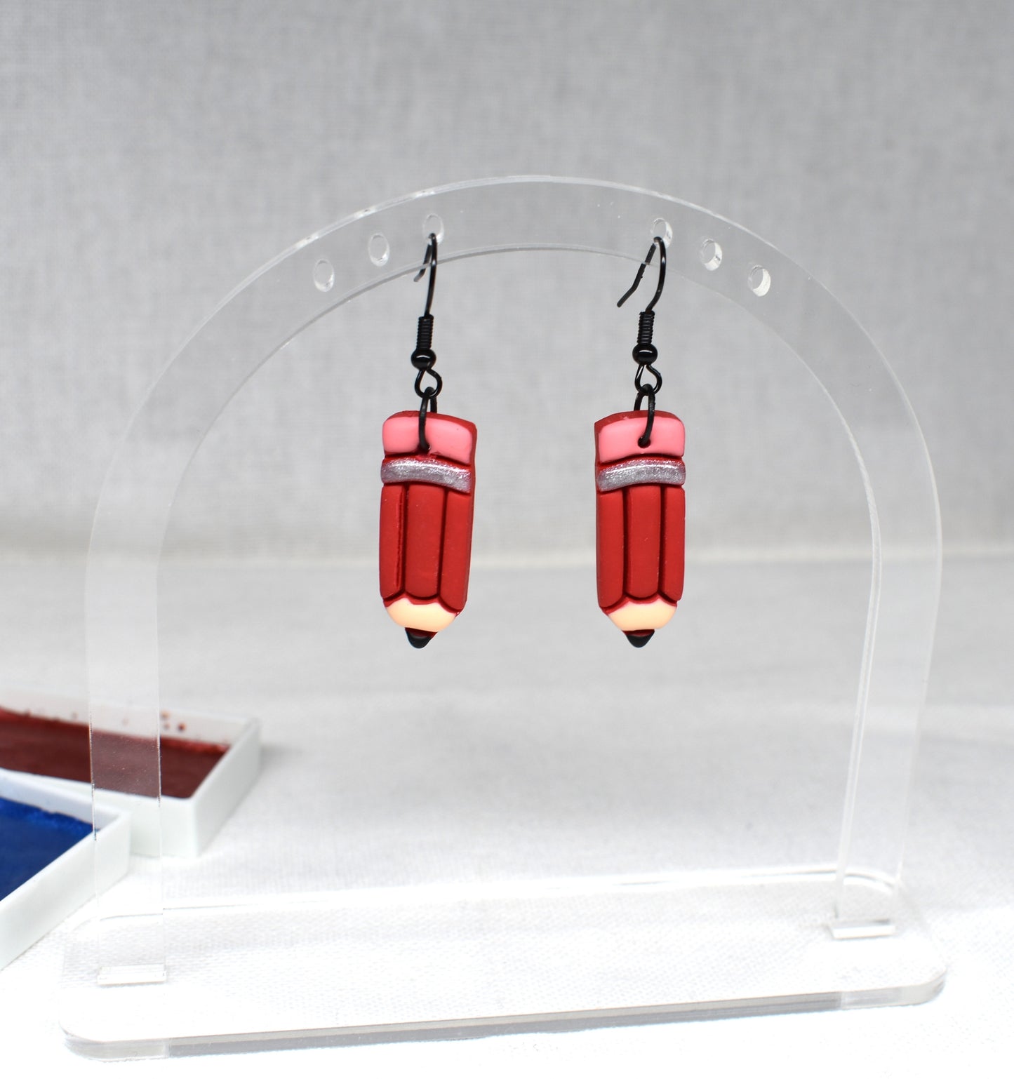 Chunky Red Pencil Earrings