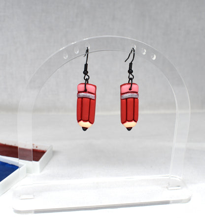 Chunky Red Pencil Earrings