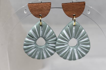 Sage Sunbeams - Textured Teardrop Dangle Earrings