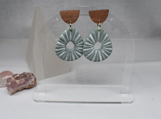 Sage Sunbeams - Textured Teardrop Dangle Earrings