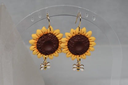 Large Sunflowers with Bee Charm