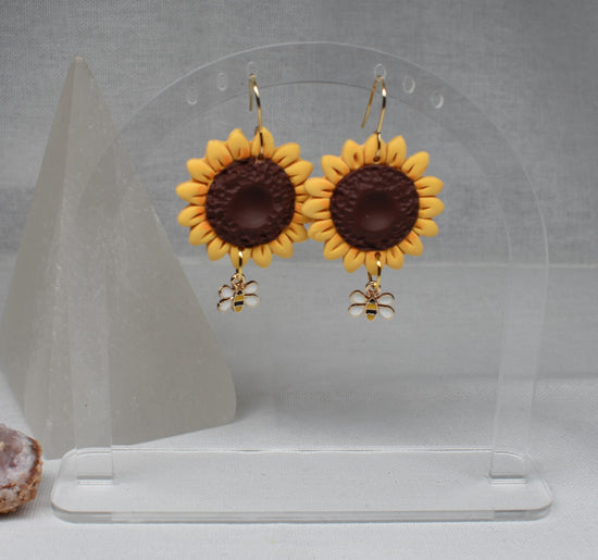 Large Sunflowers with Bee Charm