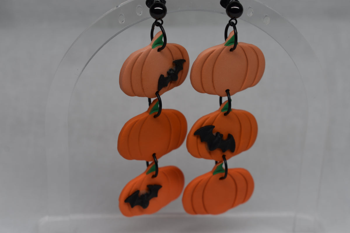 Triple Bat Pumpkins Earrings