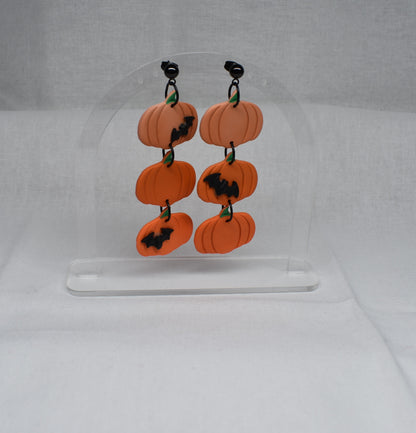 Triple Bat Pumpkins Earrings