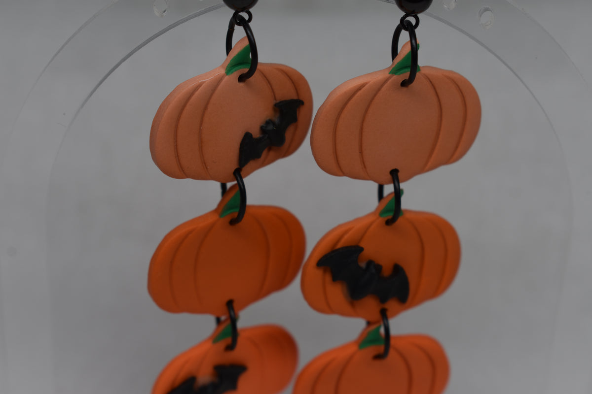 Triple Bat Pumpkins Earrings