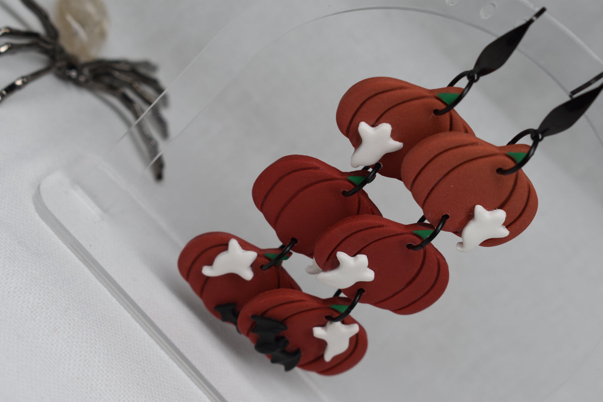 Triple Ghost Pumpkin Earrings