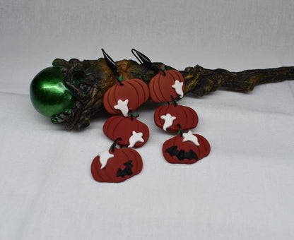 Triple Ghost Pumpkin Earrings