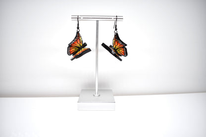 Orange Monarch Butterfly Earrings