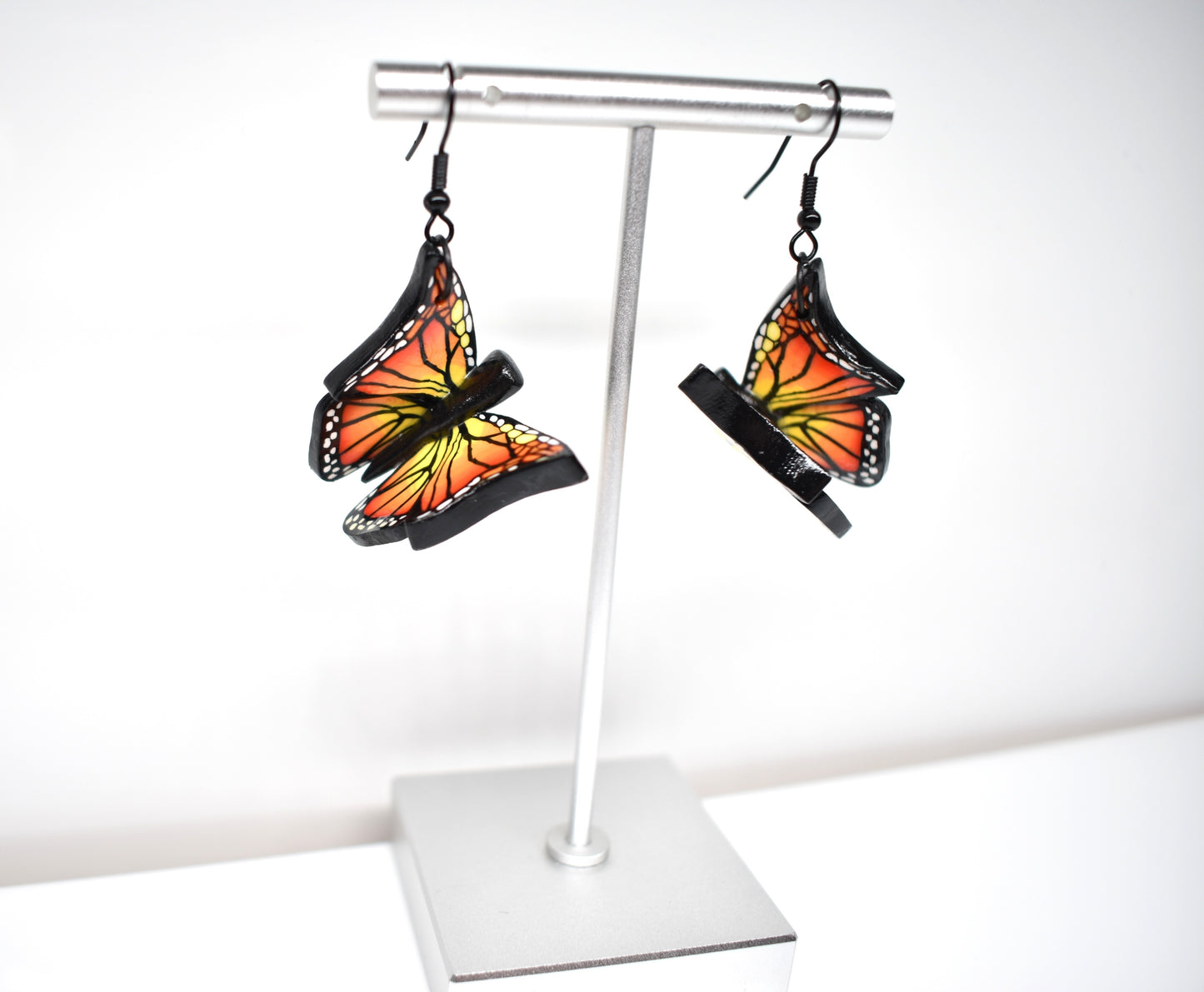 Orange Monarch Butterfly Earrings