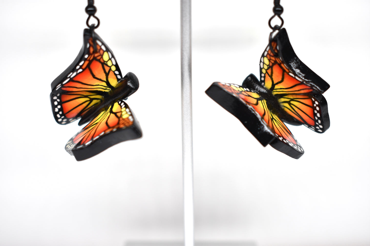 Orange Monarch Butterfly Earrings