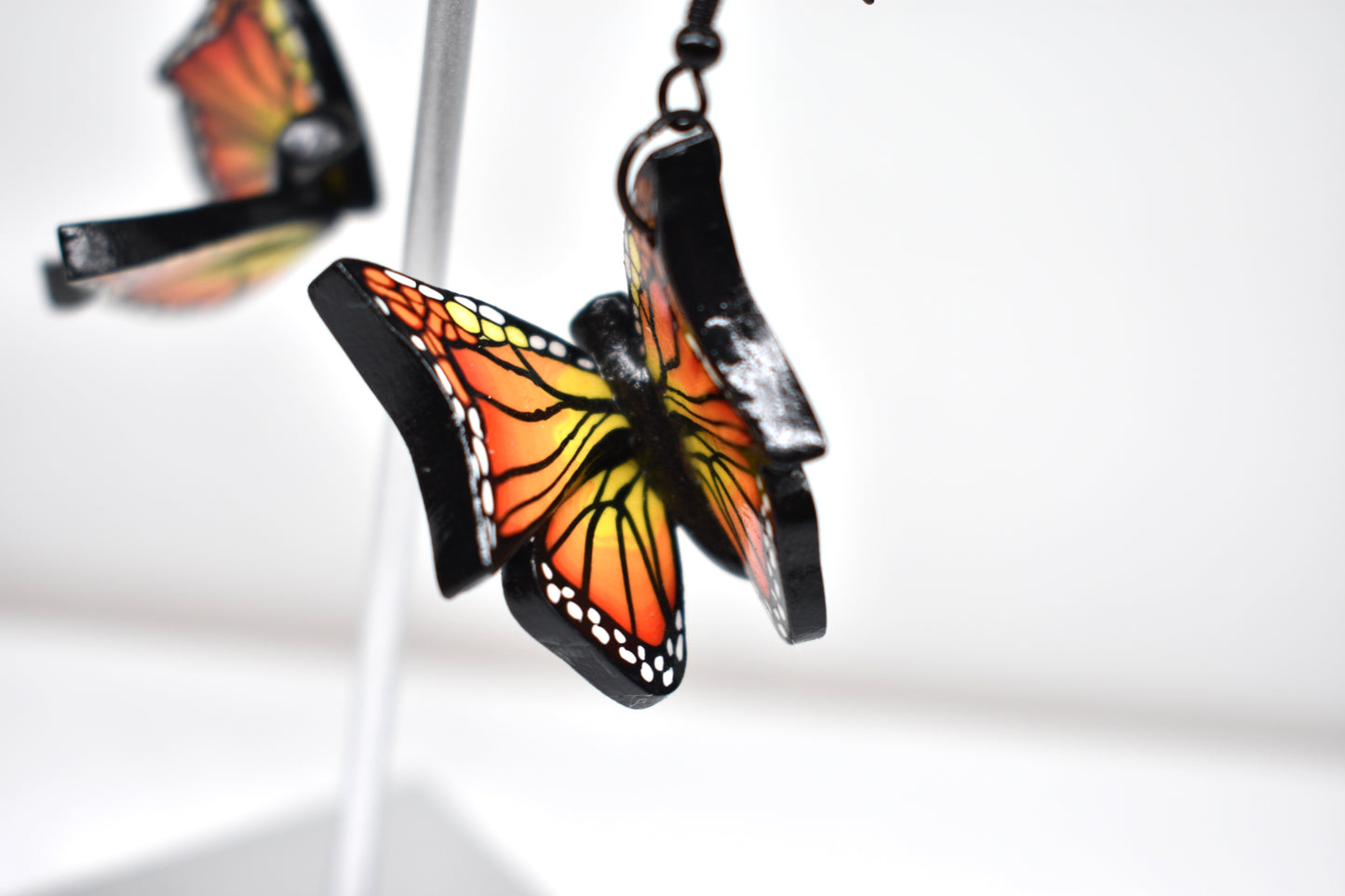 Orange Monarch Butterfly Earrings