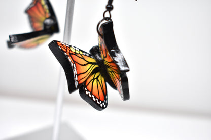 Orange Monarch Butterfly Earrings