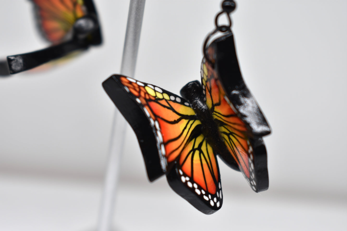 Orange Monarch Butterfly Earrings