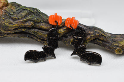 Pumpkin Bat Earrings