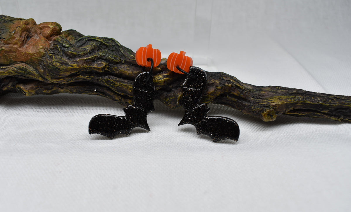 Pumpkin Bat Earrings