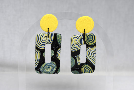 Large Kandinsky-Inspired Rectangle Earrings