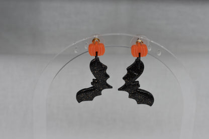 Pumpkin Bat Earrings