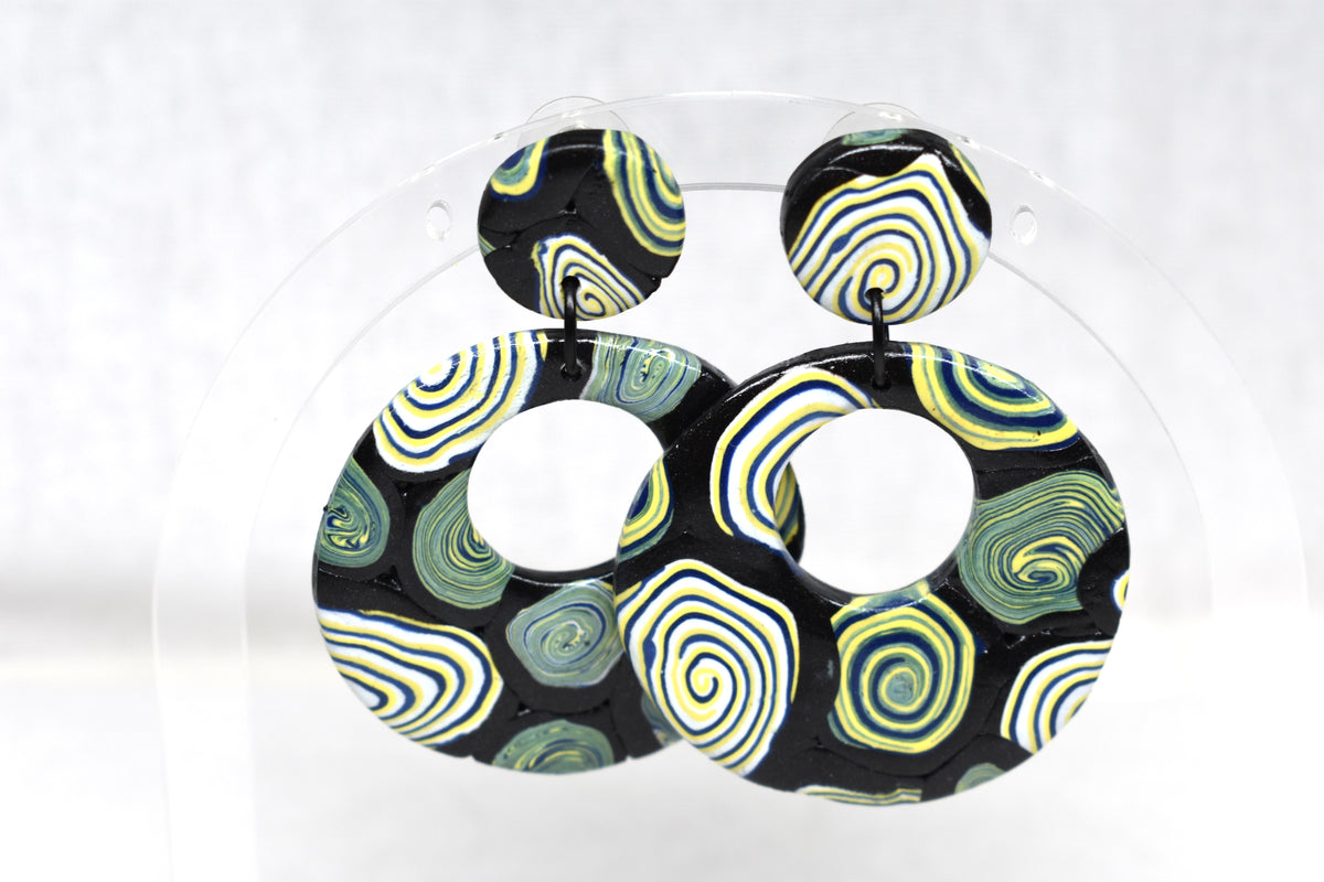 Kandinsky-Inspired XL Donut Earrings