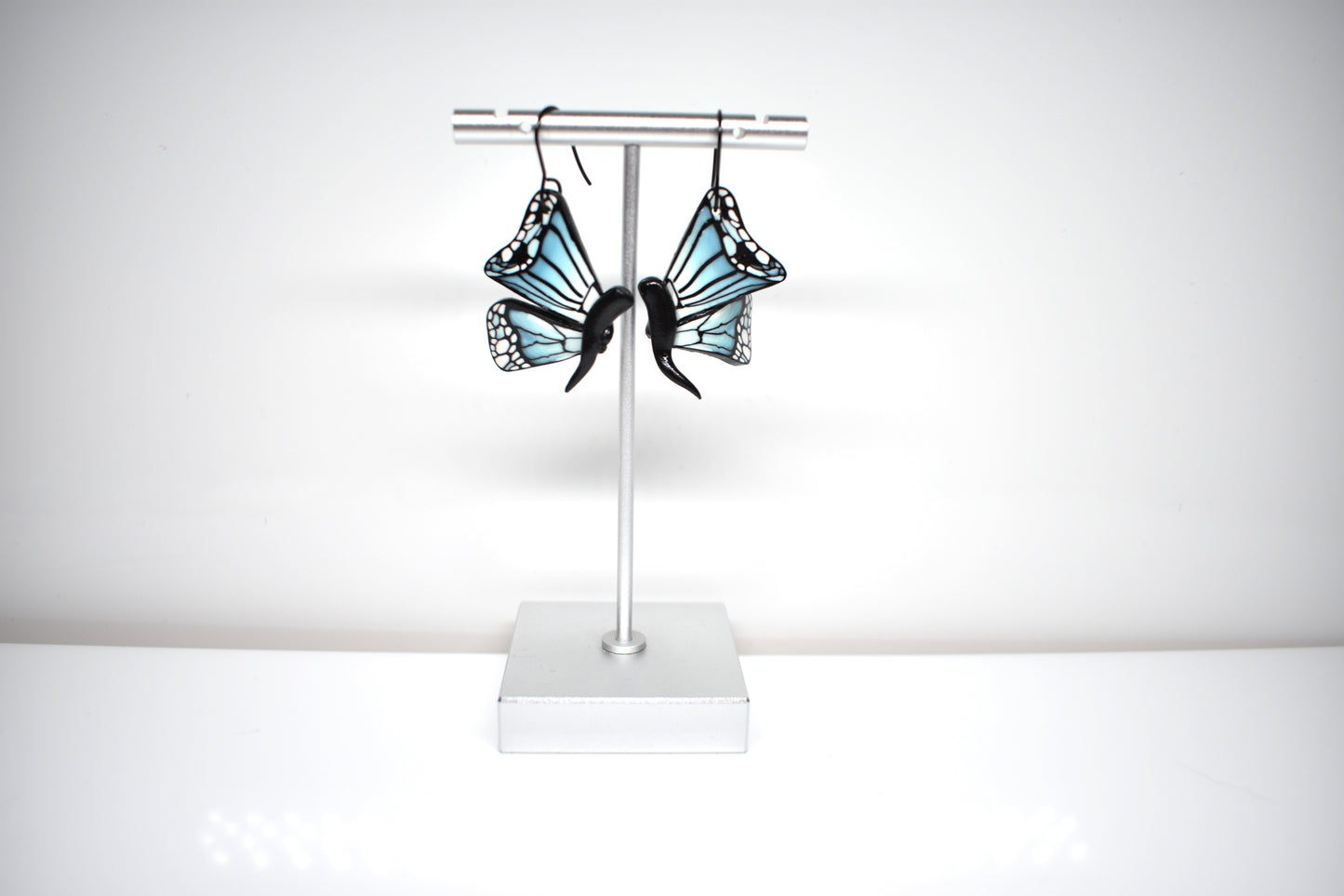 Blue Monarch Butterfly Earrings – Closed Wings