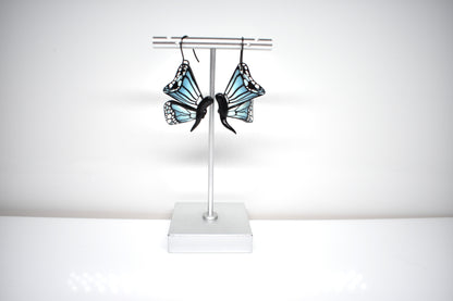 Blue Monarch Butterfly Earrings – Closed Wings