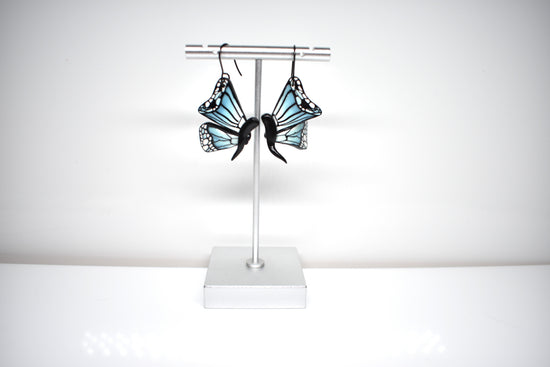 Blue Monarch Butterfly Earrings – Closed Wings
