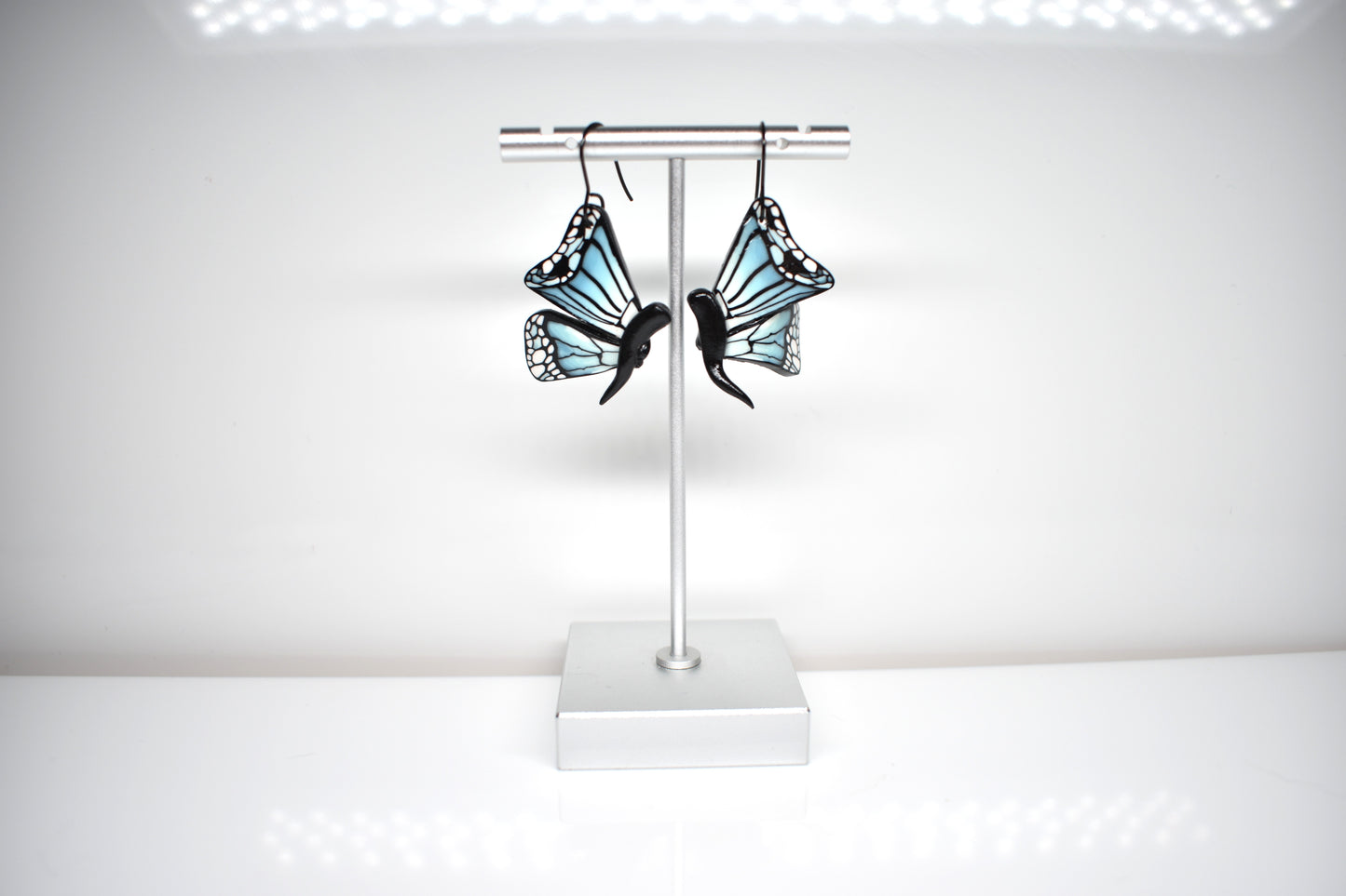 Blue Monarch Butterfly Earrings – Closed Wings