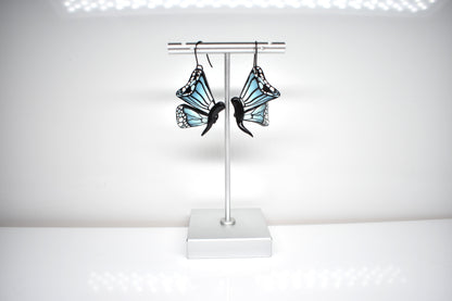 Blue Monarch Butterfly Earrings – Closed Wings