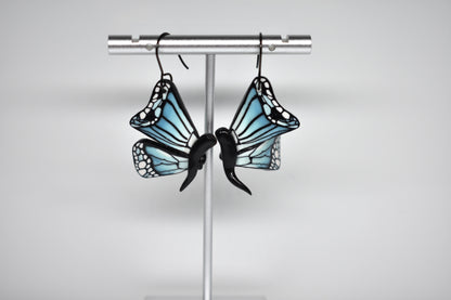 Blue Monarch Butterfly Earrings – Closed Wings