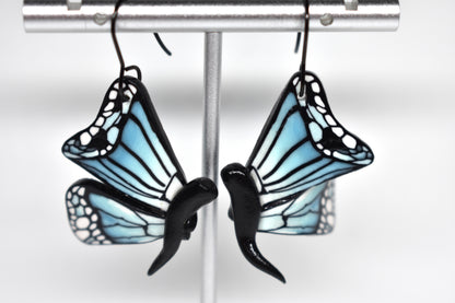 Blue Monarch Butterfly Earrings – Closed Wings