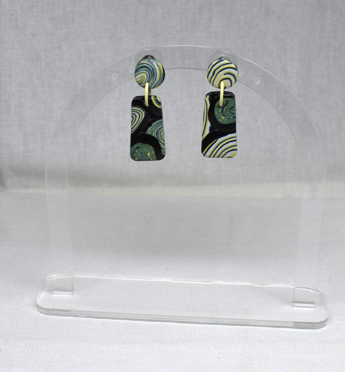 Kandinsky-Inspired Rectangle Drop Earrings