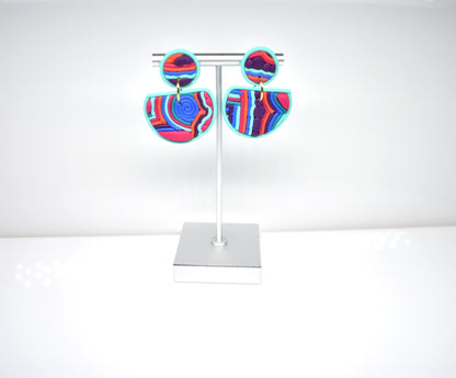 Rainbow Half-Moon Soutache Drop Earrings