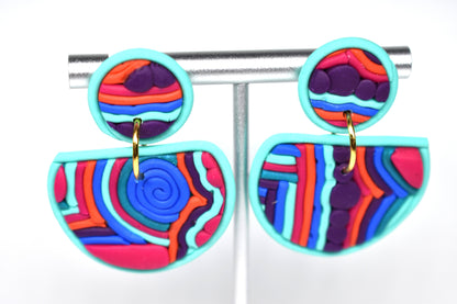 Rainbow Half-Moon Soutache Drop Earrings