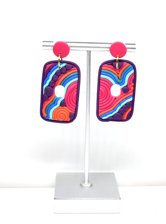 Rainbow Rectangle Soutache Earrings