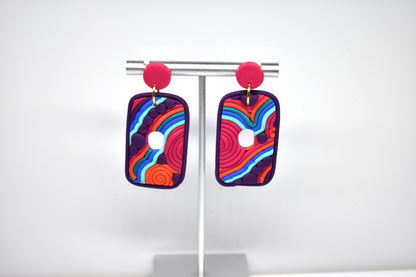 Rainbow Rectangle Soutache Earrings