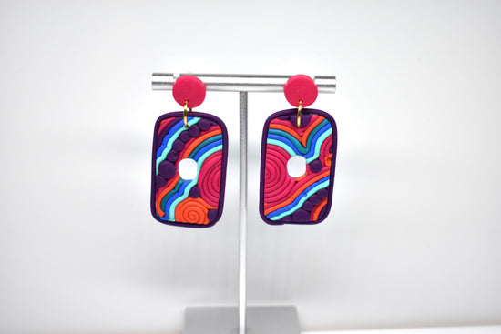 Rainbow Rectangle Soutache Earrings