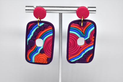 Rainbow Rectangle Soutache Earrings