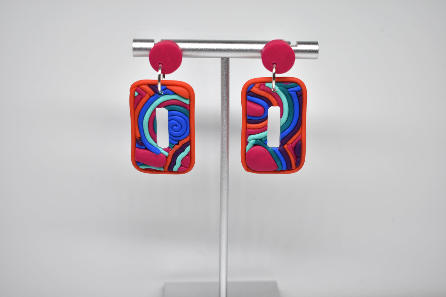 Rainbow Rectangle Soutache Earrings