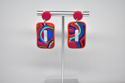 Rainbow Rectangle Soutache Earrings