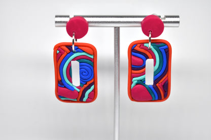 Rainbow Rectangle Soutache Earrings