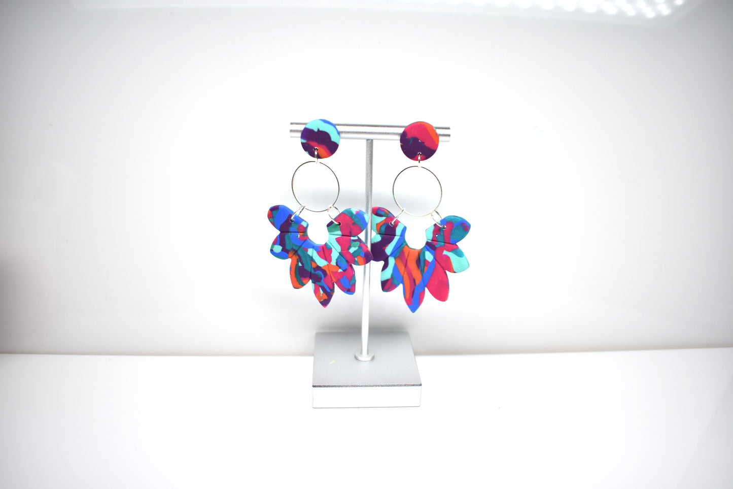 Abstract Petal Cluster Hoop Earrings