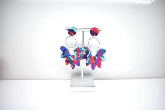 Abstract Petal Cluster Hoop Earrings