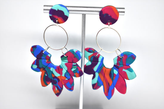 Abstract Petal Cluster Hoop Earrings