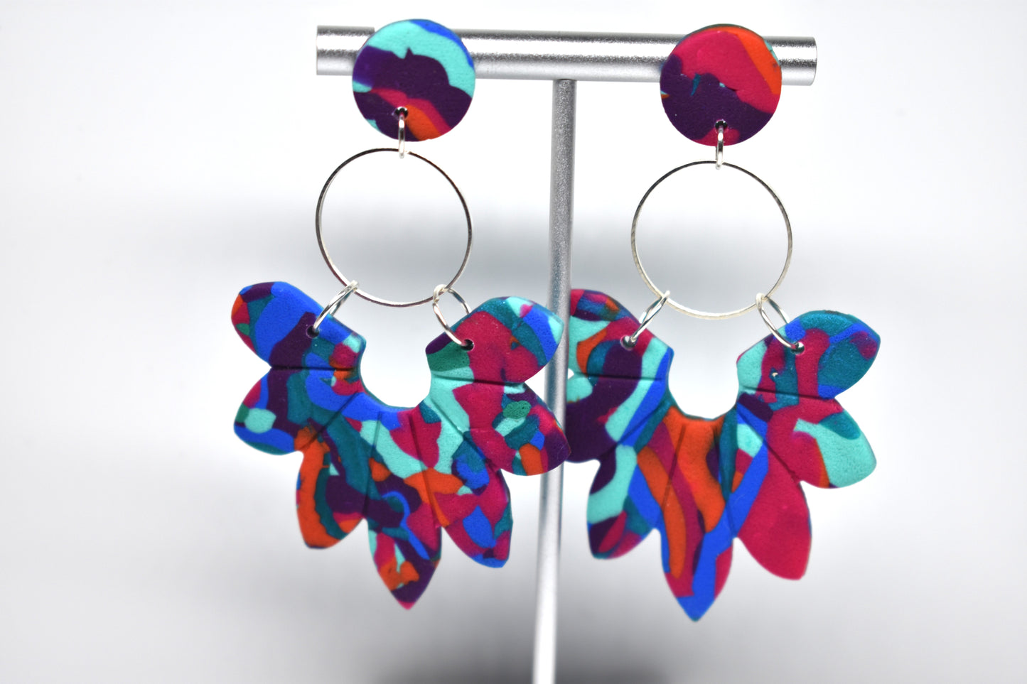 Abstract Petal Cluster Hoop Earrings